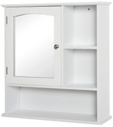 kleankin Dulap cu oglindă de perete pentru baie Dulap de depozitare pentru toaletă cu 1 ușă Niche + rafturi laterale din MDF Alb | Aosom Romania