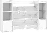 AIYAPLAY Dulap pentru jucării pentru copii cu 8 recipiente detașabile și dulapuri, 140x30x90 cm, alb | Aosom Romania