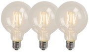 Set de 3 becuri LED cu filament E27 G95 4W 320lm 2700K