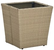 vidaXL Masă de ceai, bej, 41,5x41,5x44 cm poliratan/ sticlă securizată
