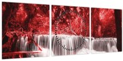 Tablou - Cascadă, roșu (cu ceas) (90x30 cm)