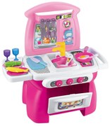 Bucatarie Copii Multifunctionala Premium NOVOKIDS™ Cooking Home, Cu Cuptor, 18 Accesorii Incluse, Roz