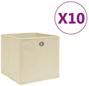 vidaXL Cutii depozitare, 10 buc., crem, 28x28x28 cm, textil nețesut