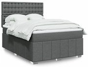 vidaXL Pat box spring cu saltea, gri închis, 140x200 cm, textil