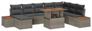 vidaXL Set de canapele pentru grădină 9 pcs Gri Rattan poli