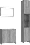 vidaXL Set mobilier de baie, 3 piese, gri sonoma, lemn prelucrat