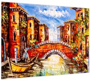 Tablou pe sticlă - Pictură în ulei a orașului III. (70x50 cm)