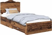 vidaXL Cadru de pat cu headboard Lemn vechi 100 x 200 cm Lemn compozit