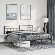 vidaXL Cadru pat metalic cu tăblii de cap/picioare, negru, 183x213 cm