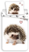 Lenjerie de pat pentru copii albă-maro din bumbac pentru pat de o persoană 140x200 cm Hedgehog – Jerry Fabrics
