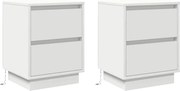 vidaXL Dulap de noapte 2 pcs Alb 39 x 34,5 x 50 cm Lemn compozit