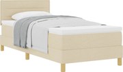 vidaXL Pat cu arcuri cu saltea cu headboard Crem 80 x 200 cm țesătură