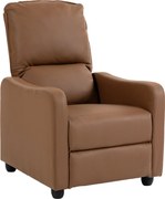 HOMCOM Fotoliu Relax Reclinabil Manual 155° cu Suport pentru Picioare, din Piele Ecologică PU, pentru Living și Dormitor, Maro închis | Aosom Romania