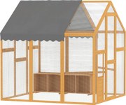 PawHut Coteț pentru găini 3,07 m² tarc exterior din lemn cu husă impermeabilă, încuietoare de siguranță, pentru 6-8 găini 1,7 x 1,8 x 1,8 m | Aosom Romania