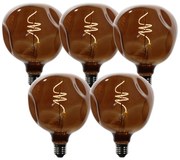 Set de 5 becuri LED E27 dimabile T125 maro 4W 120 lm 1800K