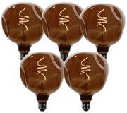 Set de 5 becuri LED E27 dimabile T125 maro 4W 120 lm 1800K