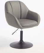 HR2055N Scaun Gri din Piele Ecologica cu Bază Neagră