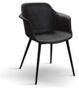 Scaun tip fotoliu River ,structura metalica ,piele ecologica - GRI ANTRACIT