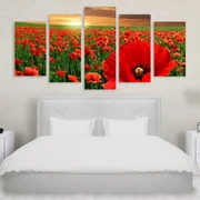 Tablou Multicanvas 5 Poppy Field - 150X80 cm 150X80 cm