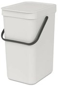 Cos de gunoi colectare selectiva Brabantia Sort&Go 1005511, 12 Ș, Maner, Montabil pe perete, Gri deschis