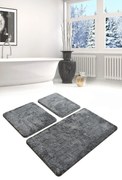 Set 3 covorase de baie Havai, Chilai, 40x60 cm/50x60 cm/60x100 cm, fume