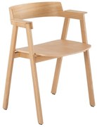 Scaun de dining în culoare naturală cu cotiere din lemn de stejar Flip – Gazzda