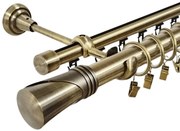 Galerie dubla Duncan, teava neteda si profil,grosime 25 si 19mm, aur antic (Alege marime: 120 cm)