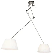 Lampă suspendată din oțel cu abajururi plisate crem 35 cm 2 lumini - Blitz