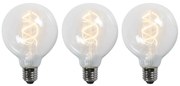 Set 3 lămpi E27 LED cu filament răsucit G95 transparent 5W 400 lm 2200K