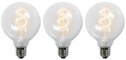 Set de 3 becuri LED cu filament răsucit E27 G95 transparent 5W 400lm 2200K