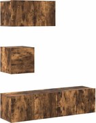 vidaXL Set dulapuri TV, 4 piese, stejar fumuriu, lemn prelucrat