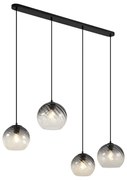 Lampă suspendată Art Deco neagră cu sticlă fumurie dreptunghiulară cu 4 lumini - Bao