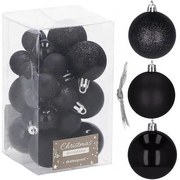 Set 25 globuri de Craciun negre, 3 si 4 cm, diverse texturi