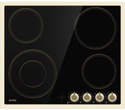 Plită vitroceramica incorporabila Gorenje EC642CLI, 6400W, 4 zone HiLight, 9 niveluri, Indicator de caldura reziduala, Electrica, Negru/Fildes