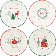 Set de 4 farfurii de desert din ceramică Let It Snow 20 cm