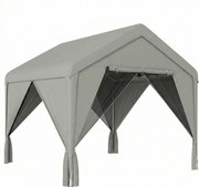 Outsunny Tonelă de grădină pavilion de grădină impermeabil structură robustă din oțel galvanizat cu acoperiș în două ape 3x3m gri | Aosom Romania