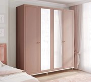 Dulap Premium 4 Usi Elegance Roz-Crem cu Ventilatie si Sisteme Premium, 200x58x223 cm
