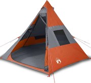 vidaXL Cort de camping tipi pentru 7 persoane, portocaliu, impermeabil