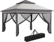 Outsunny Foișor Pop Up Reglabil în Înălțime cu Plasă și Geantă de Transport, 326x326x272 cm, Bej | Aosom Romania