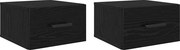 vidaXL Dulap de noapte Pe perete 2 pcs Stejar Negru 35 x 35 x 20 cm