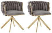 Set de 2 scaune pivotante din catifea, Gri | Aosom Romania