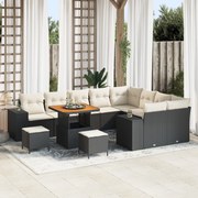 vidaXL Set de canapele pentru grădină 12 pcs Negru poliratan