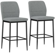 HOMCOM Set de 2 Scaune de Bar cu Spătar, 41x52x97 cm, Gri | Aosom Romania