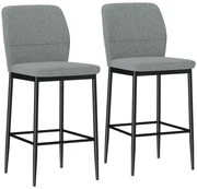 HOMCOM Set de 2 Scaune de Bar cu Spătar, 41x52x97 cm, Gri | Aosom Romania