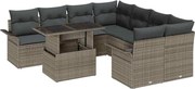 vidaXL Set de canapele pentru grădină cu pernă 9 pcs Gri poliratan