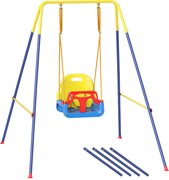 AIYAPLAY Leagăn de Grădină pentru Copii 3-în-1, Leagăn pentru Bebeluși Interior și Exterior, Înălțime Reglabilă, Cadru Pliabil din Oțel, Centură de Siguranță, Ușor de Montat, 9 Luni - 8 Ani, Albastru | Aosom Romania