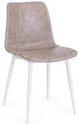Scaun dining alb / bej din piele ecologica si metal, Kyra Bizzotto