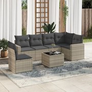 vidaXL Set canapele de grădină cu perne, 7piese gri deschis poliratan