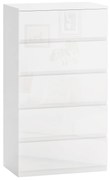 HOMCOM Comodă Modernă Anti-răsturnare, Comodă cu 5 Sertare din Pal Melaminat, 55x33x100 cm, Alb Lucios | Aosom Romania