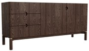Comodă maro închis joasă cu aspect de lemn de stejar 160x73 cm Arun – Unique Furniture